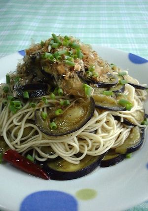 ピリ辛♪スパゲッティ風✿なすそうめん✿-レシピのメイン写真