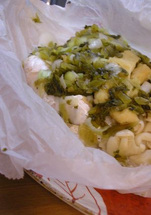 高菜漬けの葱だれ●鱈のレンジ蒸し●-レシピのメイン写真