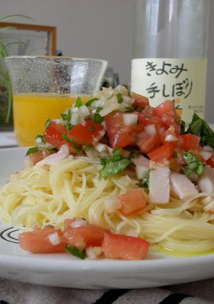 冷製トマトとバジルのパスタ-レシピのメイン写真