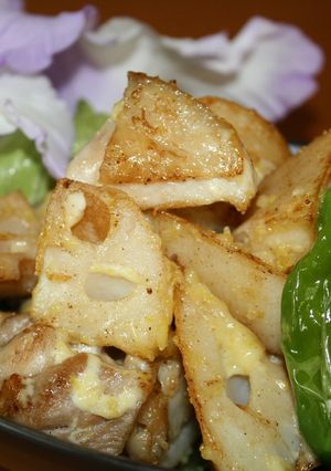 超☆カンタン　蓮根と鶏肉の辛マヨいため-レシピのメイン写真