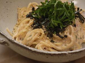 ツナと梅の豆乳クリームパスタ-レシピのメイン写真