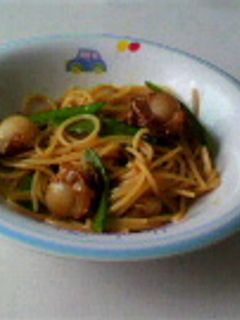 ベビーホタテと絹さやのパスタ-レシピのメイン写真