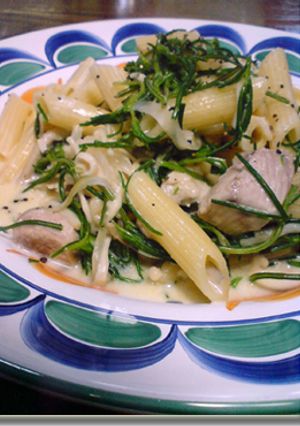 おかひじきとペンネのクリームパスタ-レシピのメイン写真