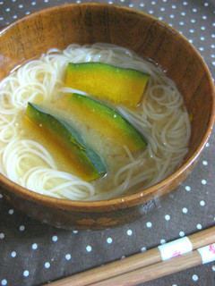 そうめんとかぼちゃのお味噌汁-レシピのメイン写真