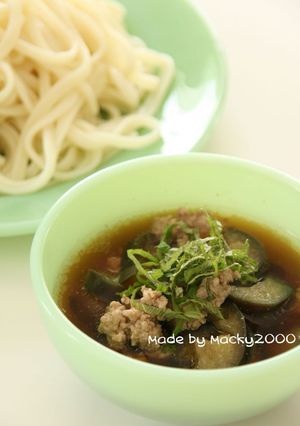 ナス＆挽き肉のつけ汁うどん♪-レシピのメイン写真