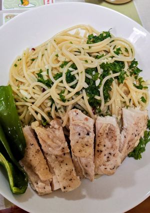 炒めないペペロンチーノとむね肉のグリルチキン-レシピのメイン写真