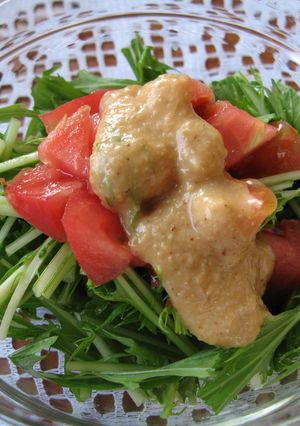 ヘルシー❤水菜とトマトのサラダ(・ω・)-レシピのメイン写真