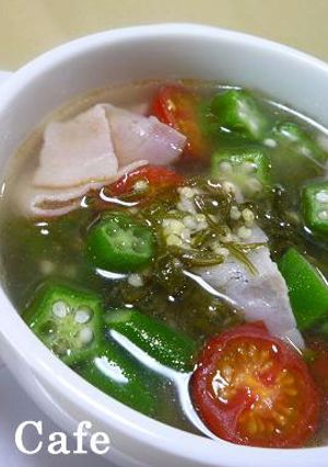 めかぶとベーコンの中華スープ-レシピのメイン写真