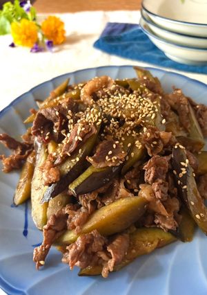 簡単１０分夕食・お弁当★なす牛肉の炒めもの-レシピのメイン写真