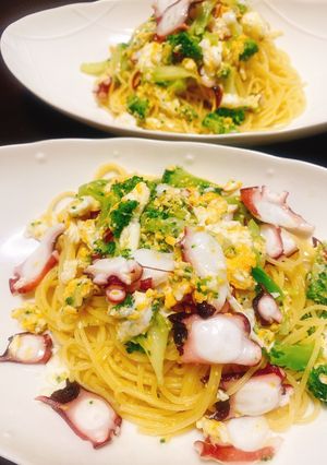 たことブロッコリーのピリたまオイルパスタ-レシピのメイン写真