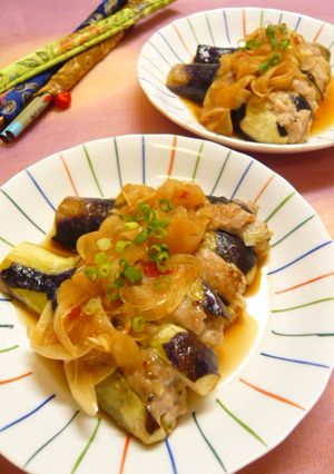なすの挽き肉挟み焼き♪紹興酒蒸し-レシピのメイン写真