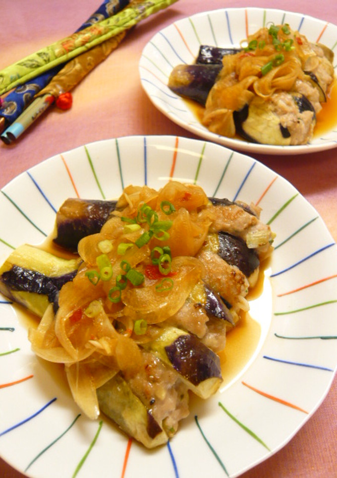 なすの挽き肉挟み焼き♪紹興酒蒸し-レシピのメイン写真