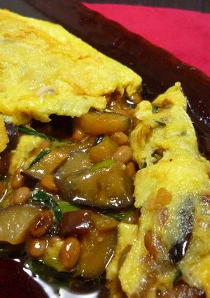 納豆とナスの和風半熟オムレツ-レシピのメイン写真