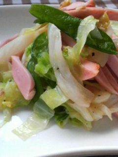 低カロ●キャベツ&魚肉&絹さや炒め-レシピのメイン写真