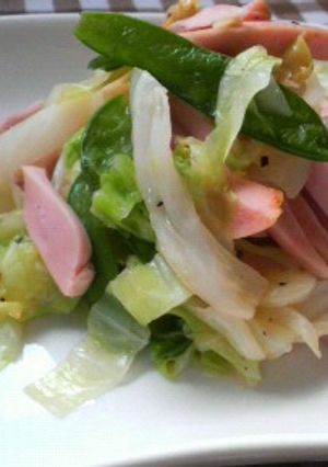 低カロ●キャベツ＆魚肉＆絹さや炒め-レシピのメイン写真