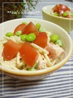 **トマトと枝豆のサラスパ**-レシピのメイン写真