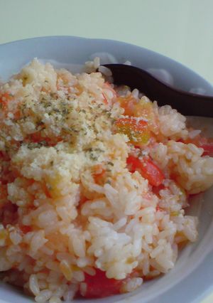 我が家の朝ごはん♪②トマトご飯-レシピのメイン写真