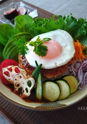 野菜たっぷり🥗カフェ風 ロコモコ丼-レシピのメイン写真