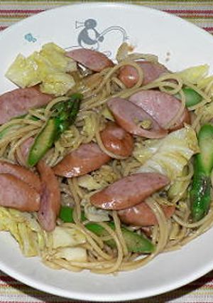アスパラとウインナーのスパゲッティ-レシピのメイン写真