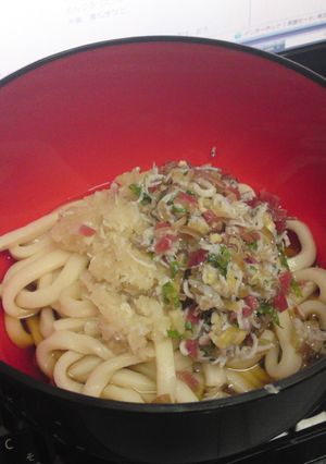 茗荷とカリカリ梅の冷やしうどん-レシピのメイン写真