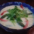 アスパラと甘えびの茶碗蒸し、粒とうきび入り。