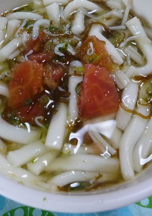 離乳食　もずくの冷たいおうどん-レシピのメイン写真