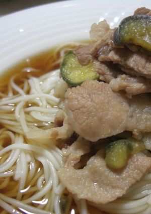 ○豚肉と茄子の温かいそうめん○-レシピのメイン写真