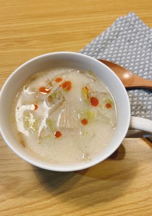 豚肉の茹で汁再利用！とんこつ風スープ-レシピのメイン写真