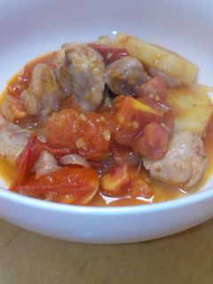 休日のブランチ☆鶏とじゃがいものトマト煮-レシピのメイン写真