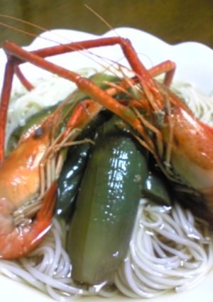 川エビとなすのぶっかけそうめん-レシピのメイン写真