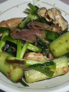 胡瓜・万能ねぎ・茗荷・鶏肉の和風サラダ-レシピのメイン写真