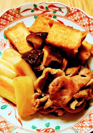 今夜の夕飯☆豚肉と厚揚げの甘辛煮♪簡単！-レシピのメイン写真