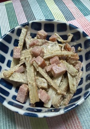 ボローニャソーセージ、ごぼう炒めサラダ。-レシピのメイン写真