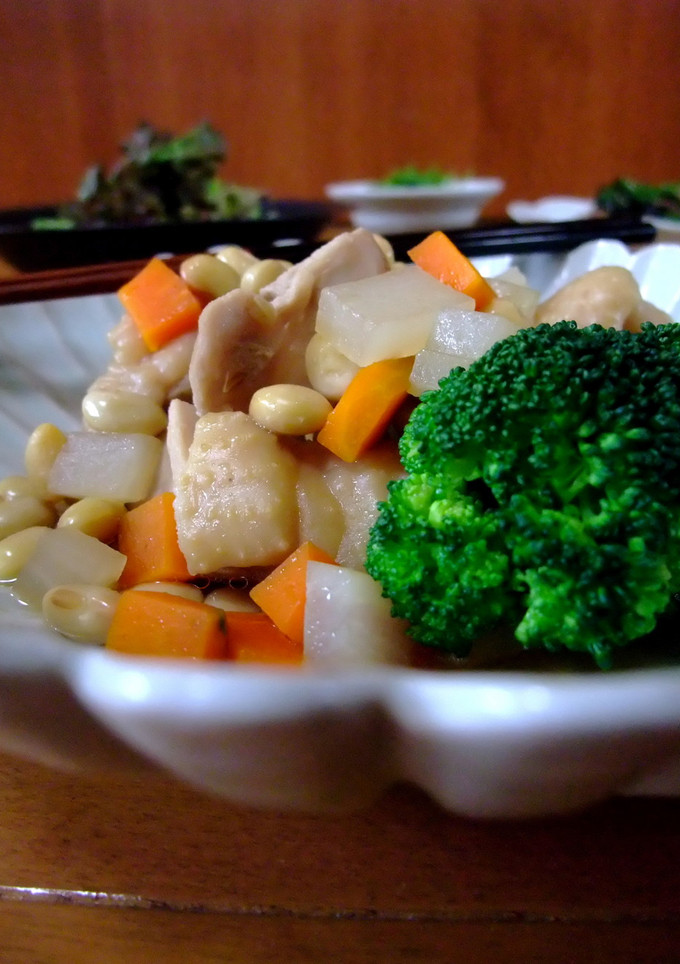 【簡単】しみじみ美味しい大豆と鶏の旨煮-レシピのメイン写真