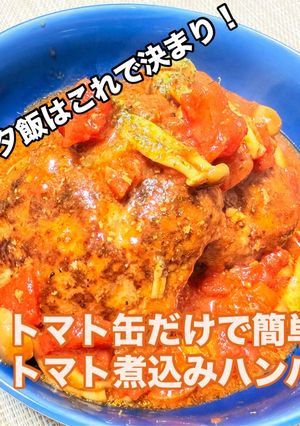 簡単！トマト缶で煮込みハンバーグ-レシピのメイン写真