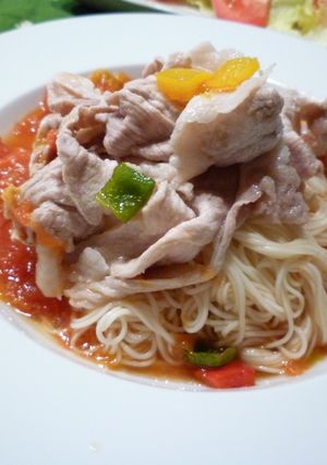 天然水で冷しゃぶトマそうめん-レシピのメイン写真