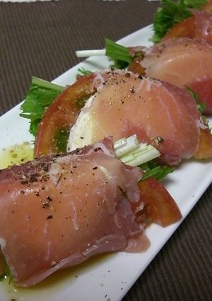 生ハムと水菜のくるくるサラダ♫-レシピのメイン写真
