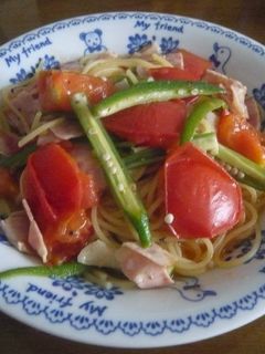 超簡単!オクラとトマトのパスタ-レシピのメイン写真