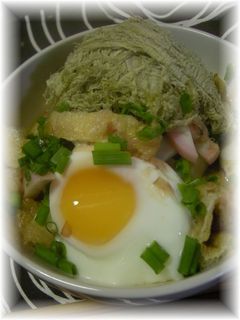 油揚げと蒲鉾煮☆温玉とろろ昆布のせ♪-レシピのメイン写真