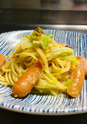 キャベツとウィンナーの昆布茶パスタ-レシピのメイン写真