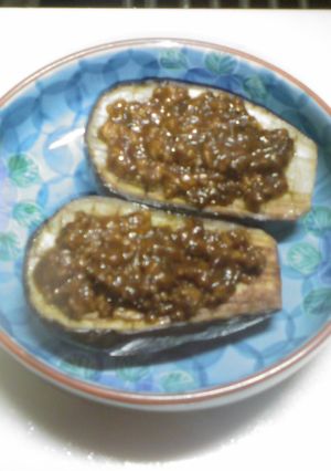 米ナスの簡単肉味噌のっけて！-レシピのメイン写真