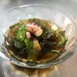 めんつゆでキュウリとワカメとタコの酢の物