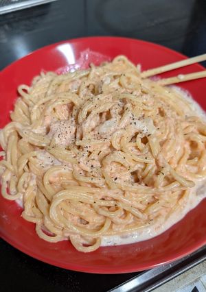 ワンパンで絶品♪明太カルボナーラパスタ-レシピのメイン写真
