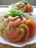 海老とトマトのごまだれ冷やし麺