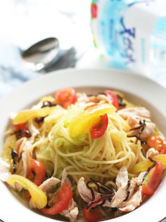 夏野菜とささみで・翡翠スープの冷製パスタ-レシピのメイン写真