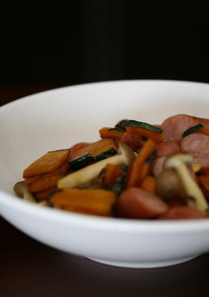 簡単朝食！かぼちゃとしめじとウインナー☆-レシピのメイン写真