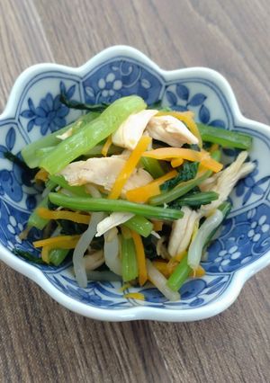 小松菜と鶏ささみの生姜醤油和え-レシピのメイン写真