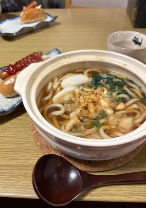 鍋焼きうどん(手作り揚げ玉入り)-レシピのメイン写真