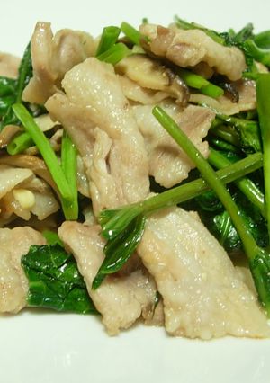 空心菜としいたけと豚肉の炒め物-レシピのメイン写真