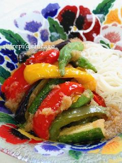 夏野菜の揚げ浸し みぞれ冷やし素麺-レシピのメイン写真